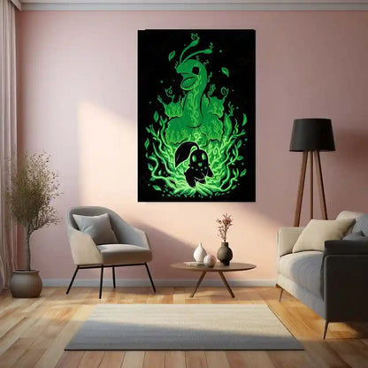 Anime Metal Poster | The Grass Flower Within | Pokemon Nature Evolution Metal Frame Growth, Renewal & Inner Bloom Wall Art - TURTLEWINGS 