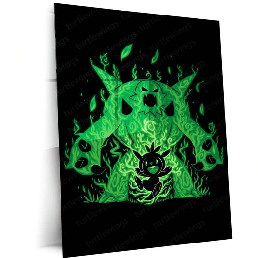 Anime Metal Poster | The Grass Knight Within | Pokemon Evolution Valor Metal Frame Nature, Honor & Growth Wall Art - TURTLEWINGS 