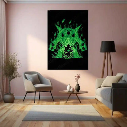 Anime Metal Poster | The Grass Knight Within | Pokemon Evolution Valor Metal Frame Nature, Honor & Growth Wall Art - TURTLEWINGS 