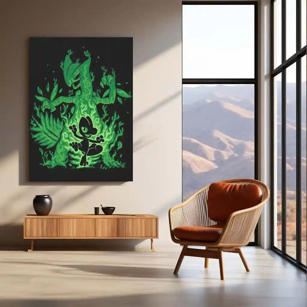 Anime Metal Poster | The Grass Lizard Within | Pokemon Nature Evolution Metal Frame Growth, Agility & Inner Awakening Wall Art - TURTLEWINGS 