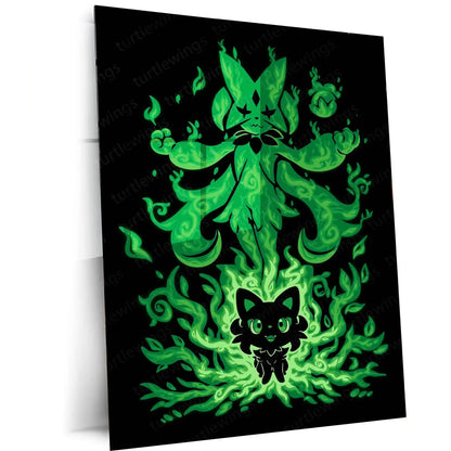 Anime Metal Poster | The Grass Magician Within | Pokemon Nature Awakening Metal Frame Growth, Wisdom & Elemental Mastery Wall Art - TURTLEWINGS 
