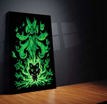 Anime Metal Poster | The Grass Magician Within | Pokemon Nature Awakening Metal Frame Growth, Wisdom & Elemental Mastery Wall Art - TURTLEWINGS 