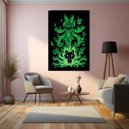 Anime Metal Poster | The Grass Magician Within | Pokemon Nature Awakening Metal Frame Growth, Wisdom & Elemental Mastery Wall Art - TURTLEWINGS 