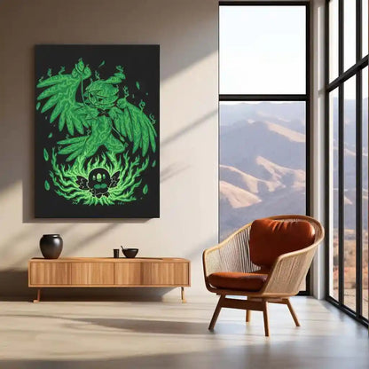 Anime Metal Poster | The Grass Owl Within | Pokemon Nature Awakening Metal Frame Wisdom, Growth & Silent Power Wall Art - TURTLEWINGS 