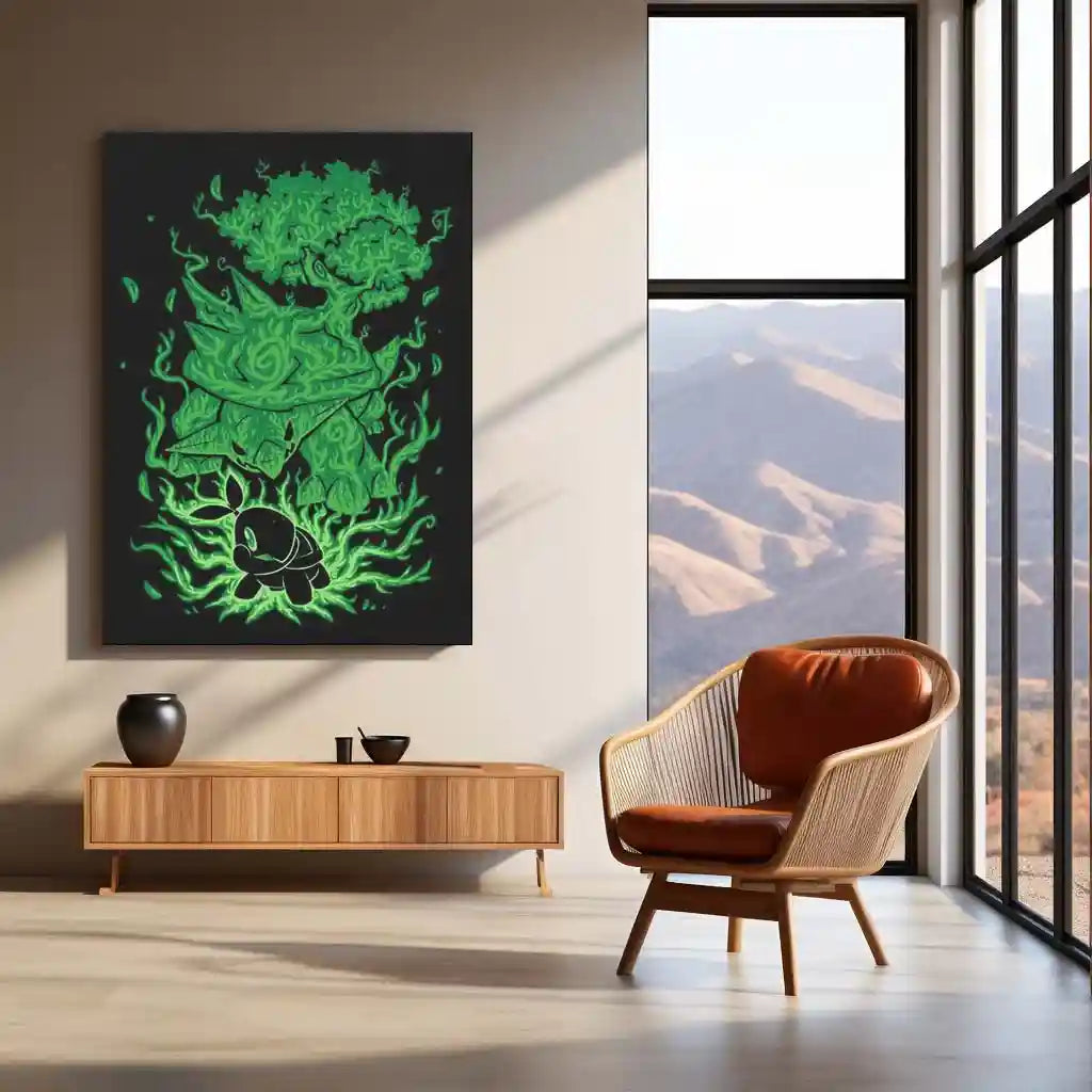 Anime Metal Poster | The Grass Turtle Within | Pokemon Nature Evolution Metal Frame Growth, Endurance & Earthbound Awakening Wall Art - TURTLEWINGS 