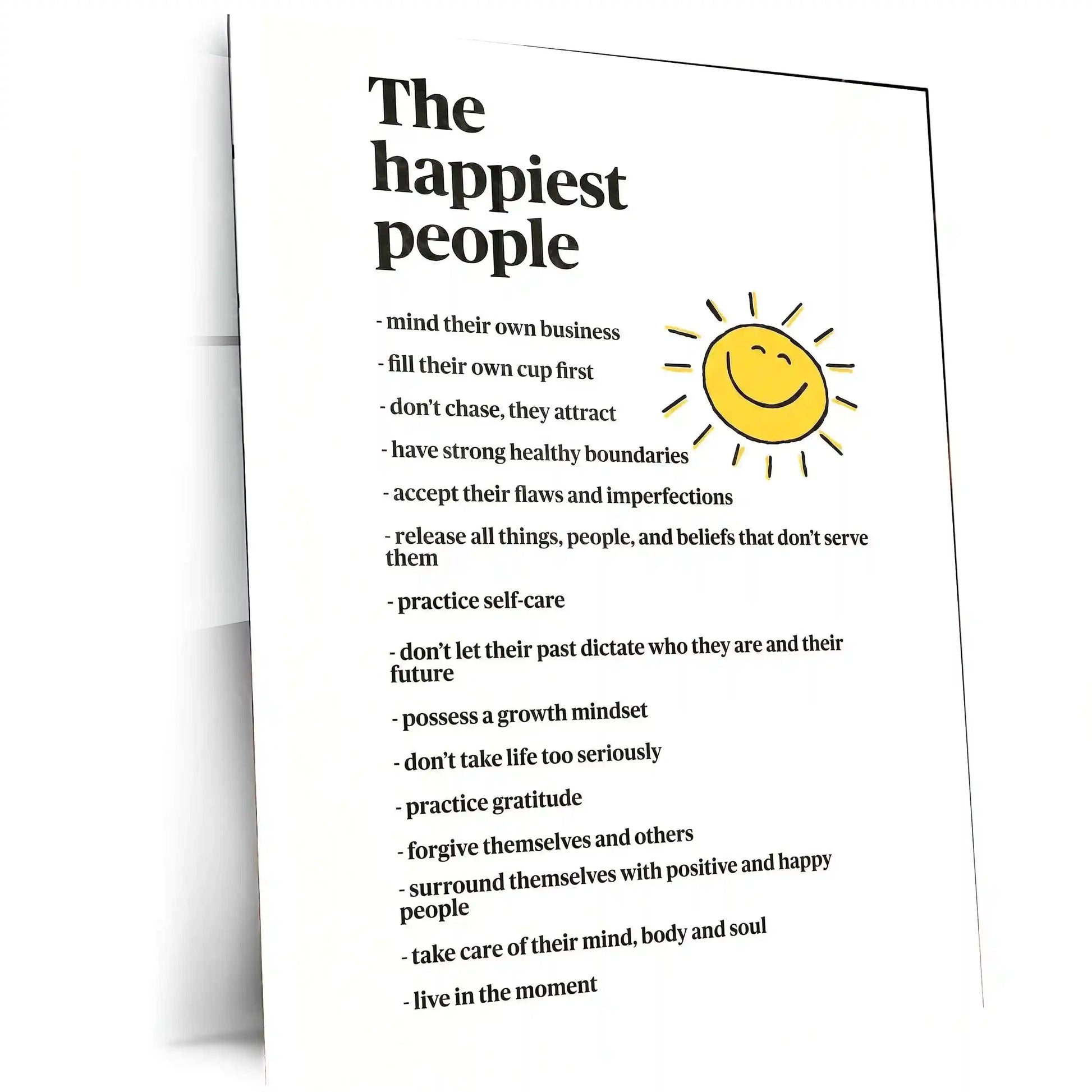 Quote Metal Poster | The Happiest People | Positive Mindset Inspiration Wall Art | Self-Growth Motivation Metal Frame - TURTLEWINGS