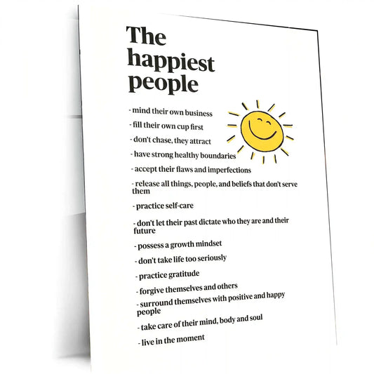 Quote Metal Poster | The Happiest People | Positive Mindset Inspiration Wall Art | Self-Growth Motivation Metal Frame - TURTLEWINGS