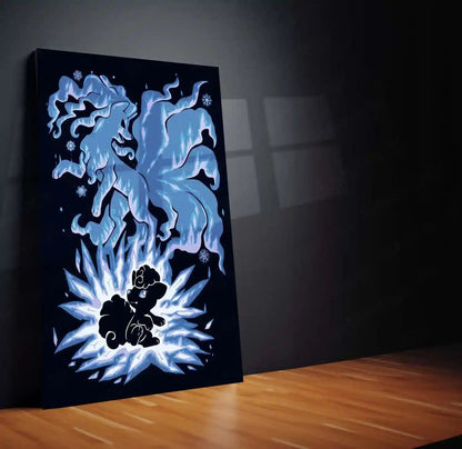 Anime Metal Poster | The Ice-Tailed Fox Within | Frozen Awakening Pokemon Metal Frame Inner Calm, Arctic Grace & Silent Evolution Wall Art - TURTLEWINGS 