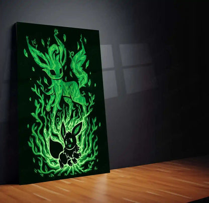 Anime Metal Poster | The Leaf Evolution Within | Verdant Awakening Pokemon Metal Frame Inner Growth, Nature’s Power & Silent Strength Wall Art - TURTLEWINGS 