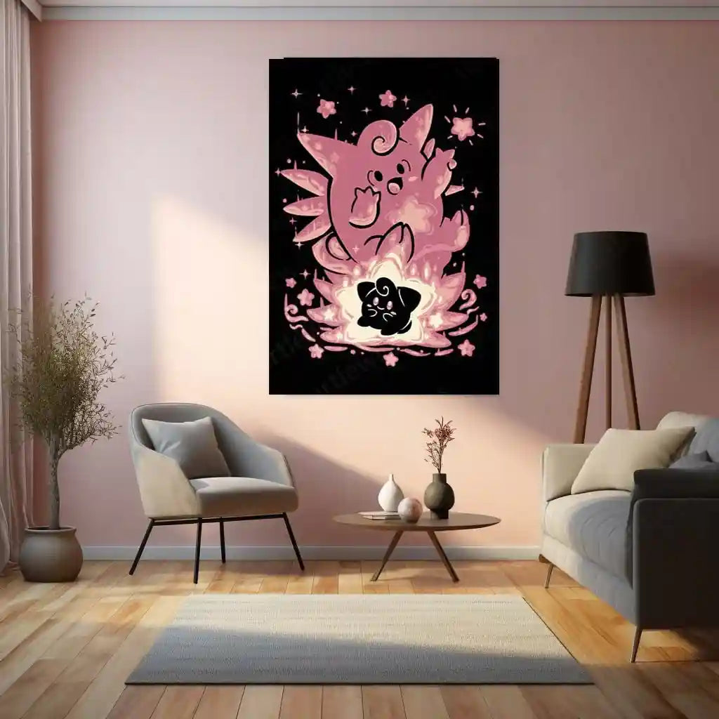 Anime Metal Poster | The Moon Fairy Within | Lunar Awakening Pokemon Metal Frame Inner Wonder, Gentle Magic & Silent Power Wall Art - TURTLEWINGS 