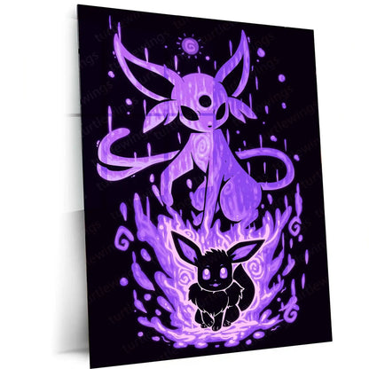 Anime Metal Poster | The Psychic Evolution Within | Mind Awakening Pokemon Metal Frame Inner Clarity, Psychic Power & Silent Focus Wall Art - TURTLEWINGS 