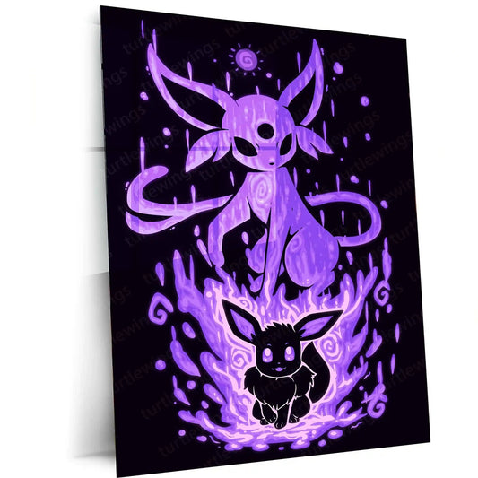 Anime Metal Poster | The Psychic Evolution Within | Mind Awakening Pokemon Metal Frame Inner Clarity, Psychic Power & Silent Focus Wall Art - TURTLEWINGS 