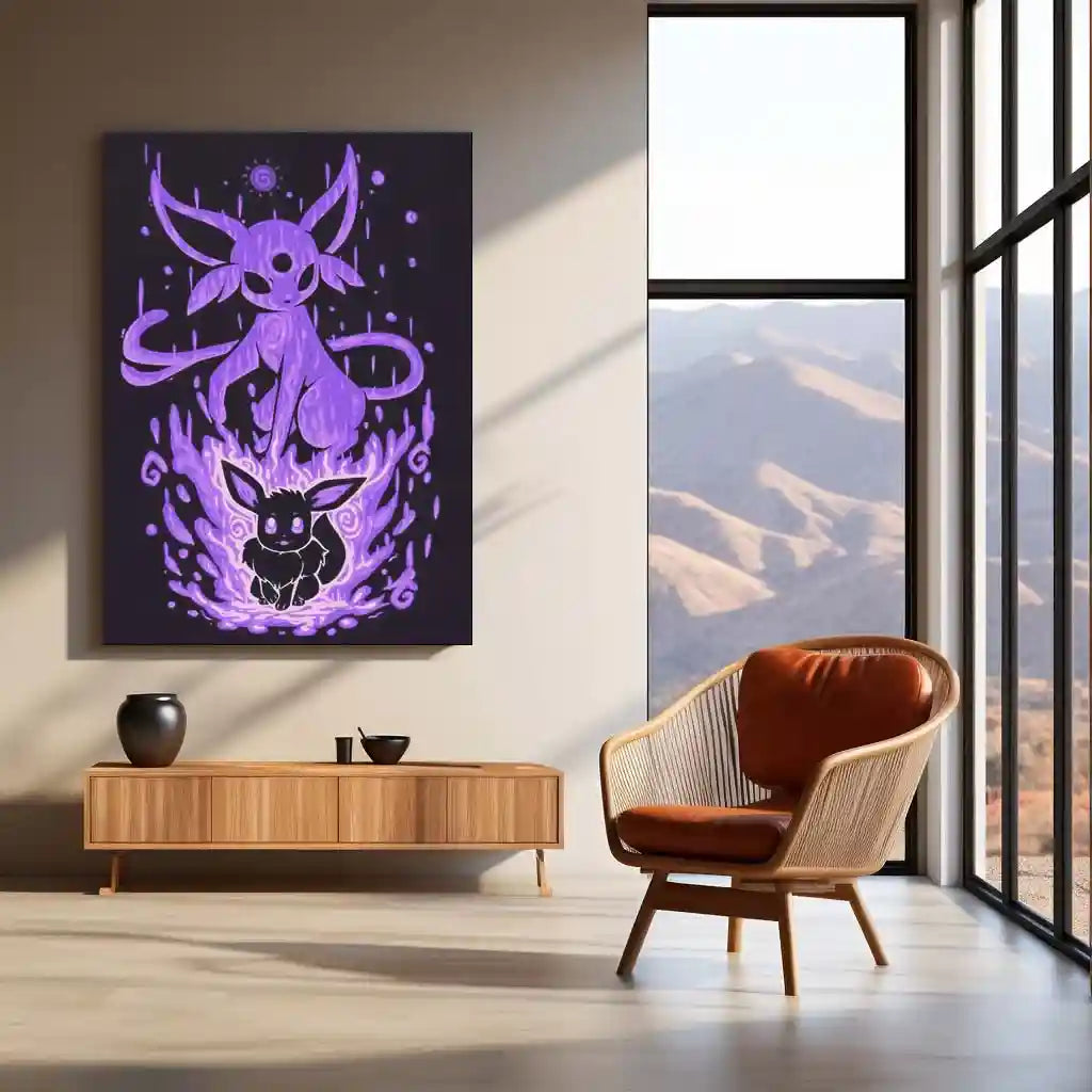 Anime Metal Poster | The Psychic Evolution Within | Mind Awakening Pokemon Metal Frame Inner Clarity, Psychic Power & Silent Focus Wall Art - TURTLEWINGS 