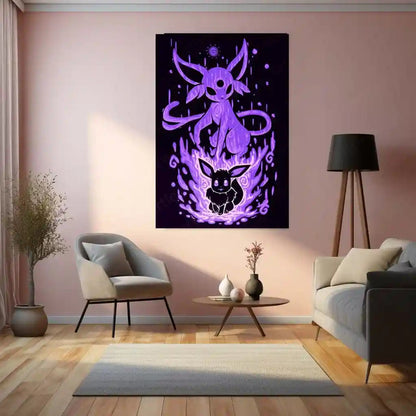 Anime Metal Poster | The Psychic Evolution Within | Mind Awakening Pokemon Metal Frame Inner Clarity, Psychic Power & Silent Focus Wall Art - TURTLEWINGS 