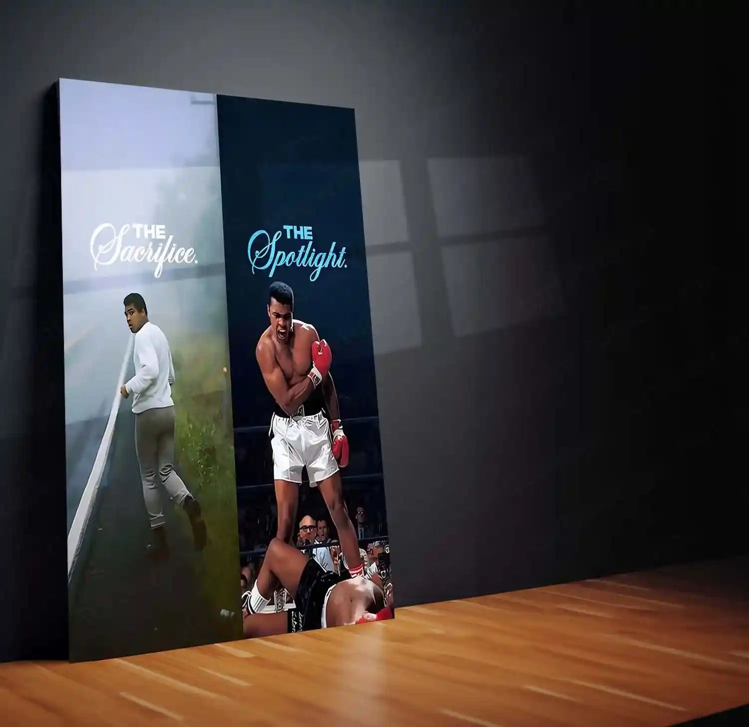 Quote Metal Poster | Muhammad Ali – The Sacrifice to the Spotlight Metal Frame Greatness Forged in Silence Boxing Wall Art | Champion Mindset Quote Metal Poster - TURTLEWINGS