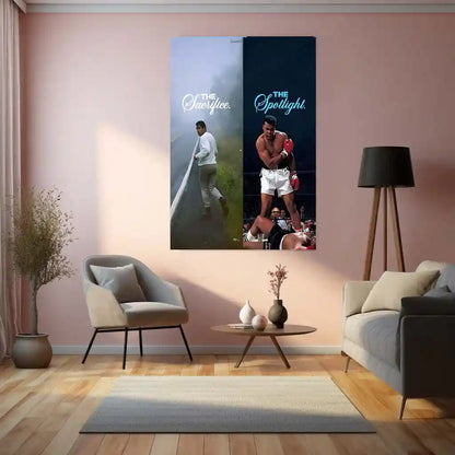 Quote Metal Poster | Muhammad Ali – The Sacrifice to the Spotlight Metal Frame Greatness Forged in Silence Boxing Wall Art | Champion Mindset Quote Metal Poster - TURTLEWINGS