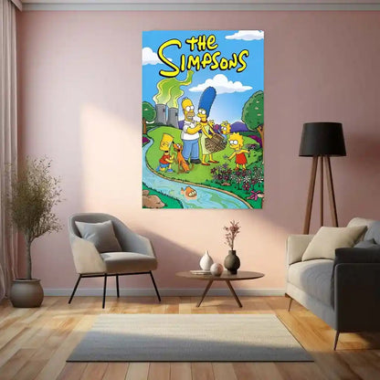 The Simpsons Family Poster – Classic Cartoon Wall Art | Iconic Metal Frame - TURTLEWINGS