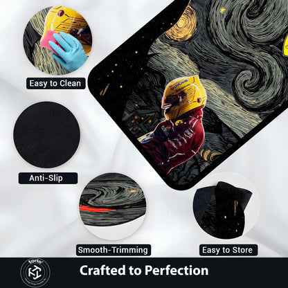 Carlos Sainz Jr. F1 Starry Night Flat Rug | Motorsport Art Area Flat Rug for Bedroom, Gaming Room & Fan Cave