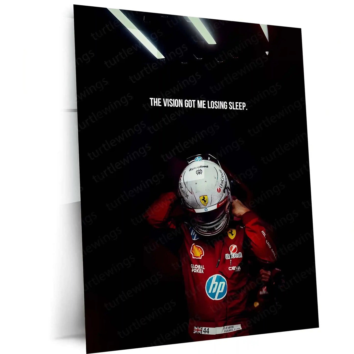 Quote Metal Poster | Lewis Hamilton – The Vision Won’t Let Me Sleep Metal Frame Relentless Focus & Obsession Mindset Quote Wall Art | Formula 1 Inspiration Metal Poster - TURTLEWINGS