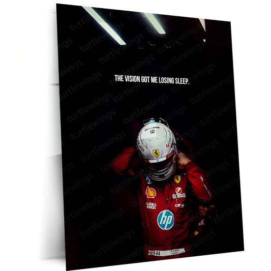 Quote Metal Poster | Lewis Hamilton – The Vision Won’t Let Me Sleep Metal Frame Relentless Focus & Obsession Mindset Quote Wall Art | Formula 1 Inspiration Metal Poster - TURTLEWINGS