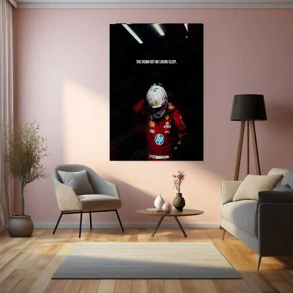 Quote Metal Poster | Lewis Hamilton – The Vision Won’t Let Me Sleep Metal Frame Relentless Focus & Obsession Mindset Quote Wall Art | Formula 1 Inspiration Metal Poster - TURTLEWINGS