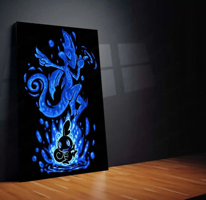 Anime Metal Poster | The Water Chameleon Within | Fluid Awakening Pokemon Metal Frame Inner Adaptability, Silent Precision & Calm Power Wall Art - TURTLEWINGS 