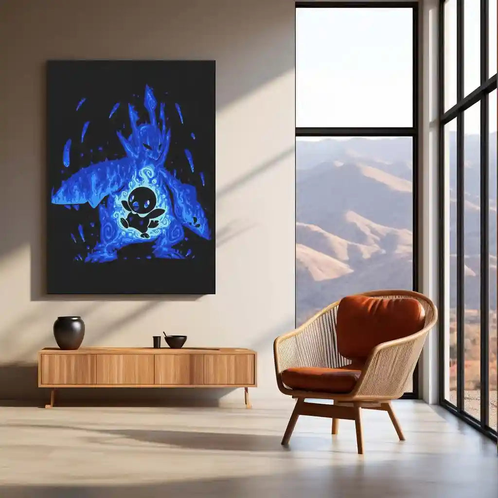 Anime Metal Poster | The Water Emperor Within | Sovereign Awakening Pokemon Metal Frame Inner Resolve, Royal Power & Unbreakable Will Wall Art - TURTLEWINGS 