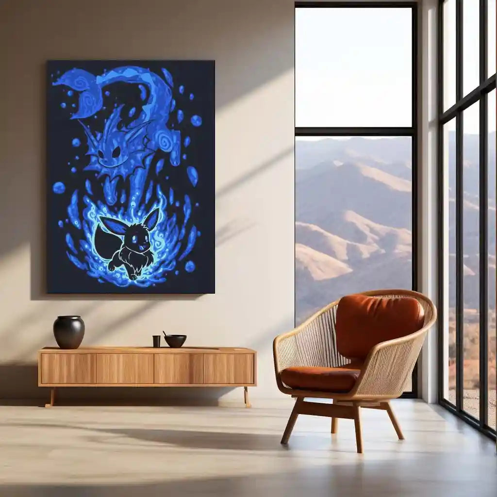 Anime Metal Poster | The Water Evolution Within | Ocean Awakening Pokemon Metal Frame Inner Flow, Adaptive Power & Silent Strength Wall Art - TURTLEWINGS 