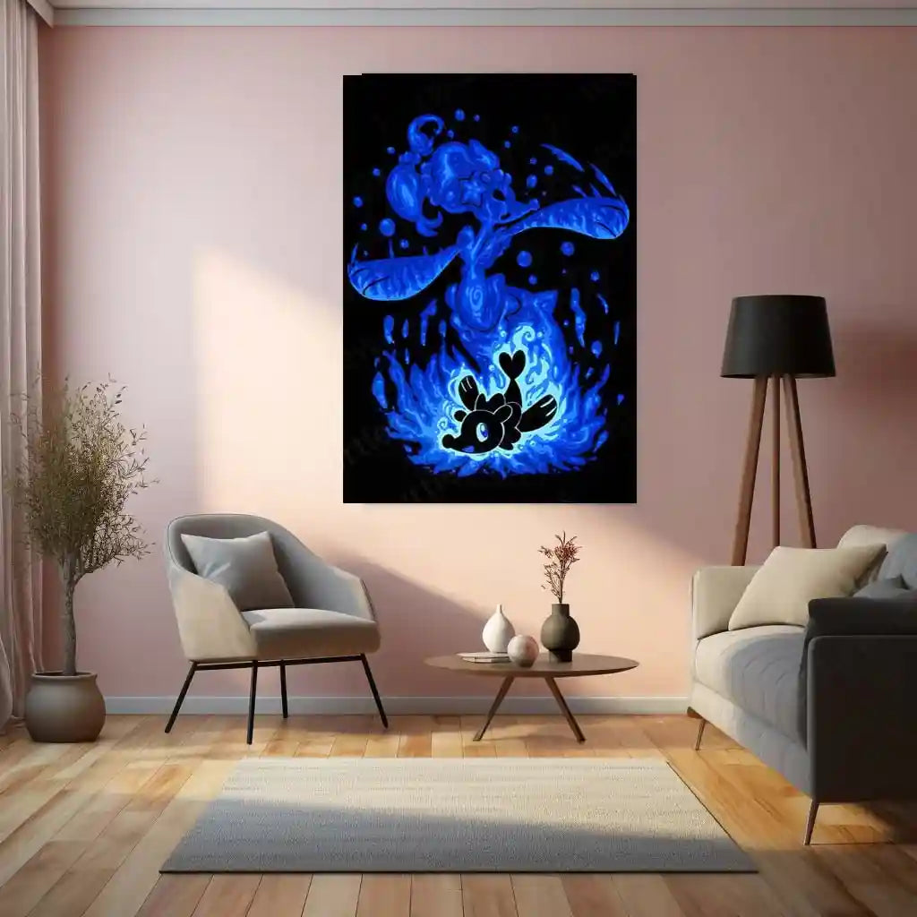 Anime Metal Poster | The Water Mermaid Within | Siren Awakening Pokemon Metal Frame Inner Expression, Fluid Grace & Confident Power Wall Art - TURTLEWINGS 