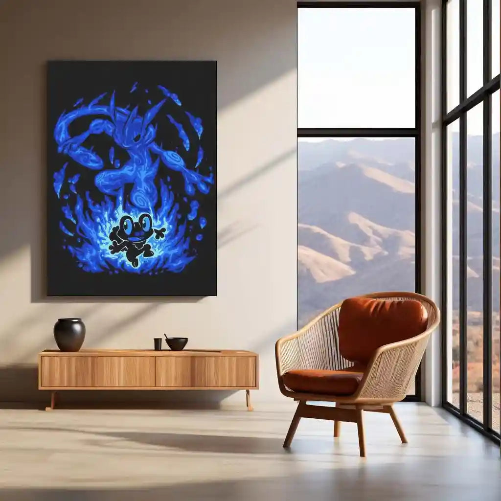 Anime Metal Poster | The Water Ninja Within | Shadow Awakening Pokemon Metal Frame Inner Discipline, Silent Speed & Focused Power Wall Art - TURTLEWINGS 