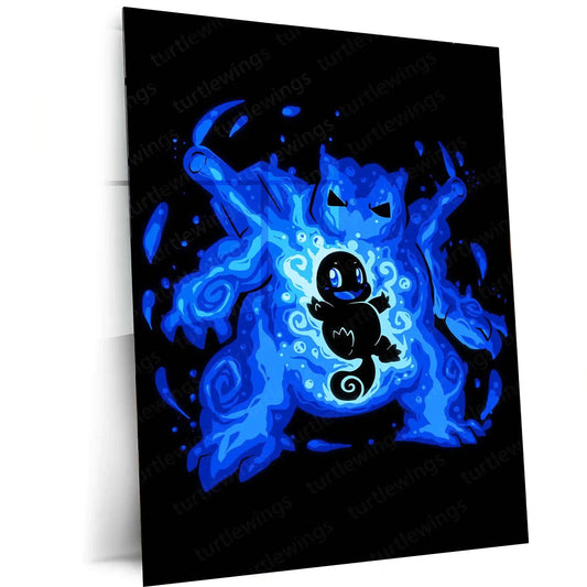 Anime Metal Poster | The Water Tortoise Within | Fortress Awakening Pokemon Metal Frame Inner Defense, Calm Power & Unbreakable Strength Wall Art - TURTLEWINGS 