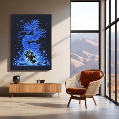 Anime Metal Poster | The Waterfall Dragon Within | Ascension Awakening Pokemon Metal Frame Inner Struggle, Relentless Growth & Legendary Power Wall Art - TURTLEWINGS 