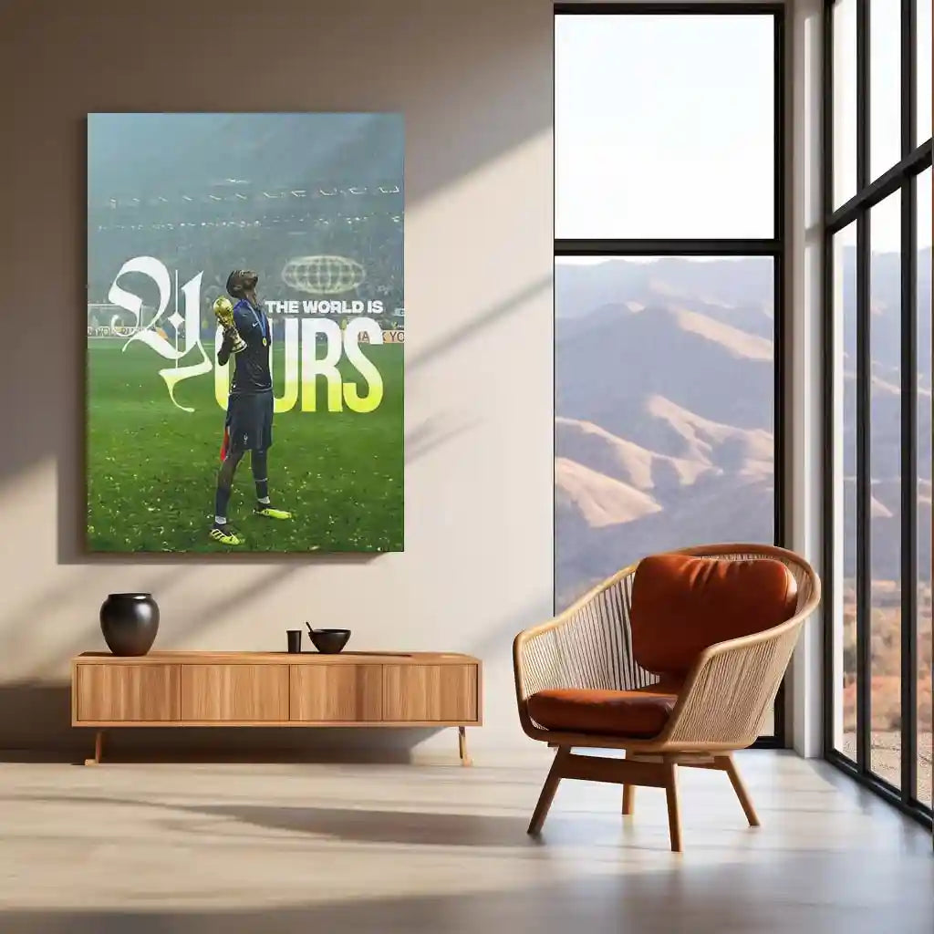 Quote Metal Poster | Paul Pogba – The World Is Yours Metal Frame Elite Football Confidence Wall Art | Champion Mindset Soccer Quote Metal Poster - TURTLEWINGS