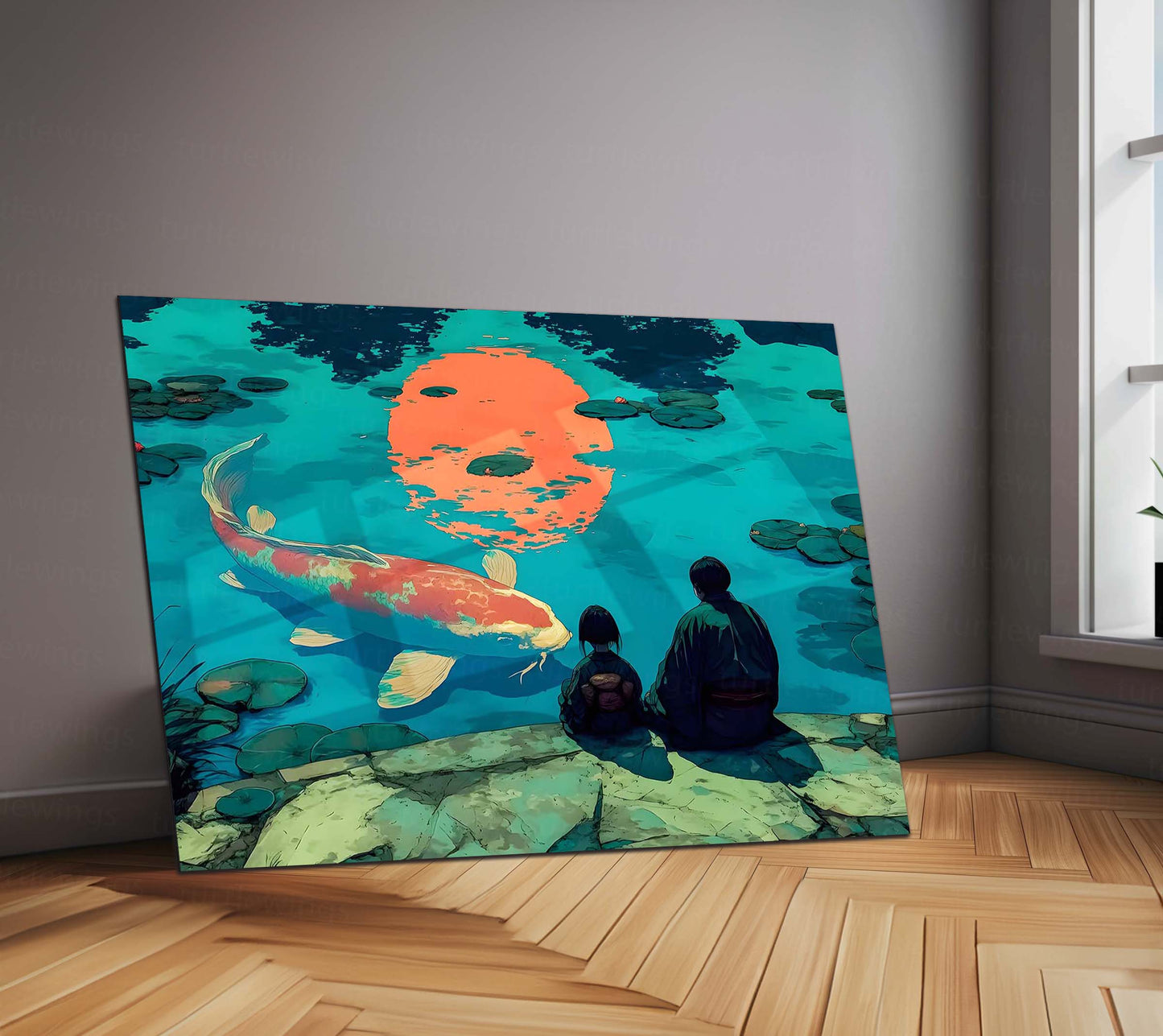 The Big Koi Fish – Tranquil Reflection Metal Frame