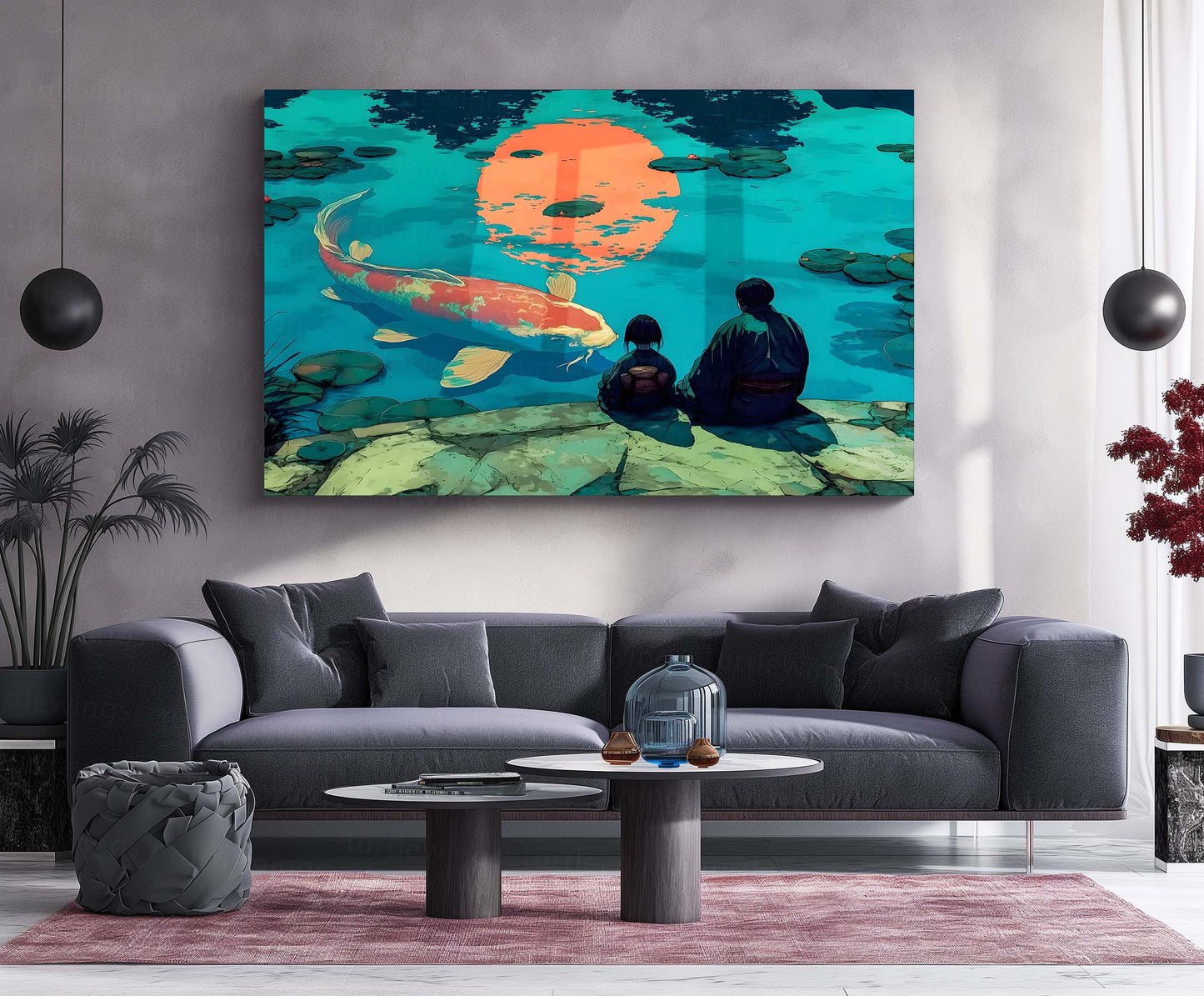 The Big Koi Fish – Tranquil Reflection Metal Frame