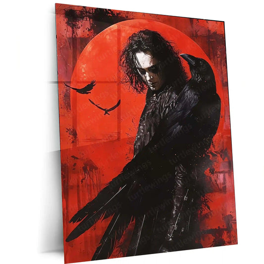 The Crow Gothic Darkness – Raven & Red Moon | Dark Fantasy Metal Frame Poster - TURTLEWINGS