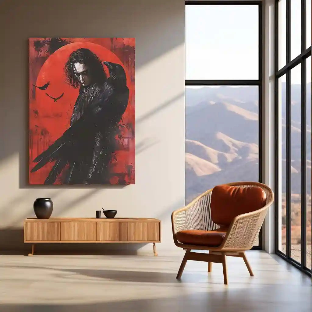 The Crow Gothic Darkness – Raven & Red Moon | Dark Fantasy Metal Frame Poster - TURTLEWINGS