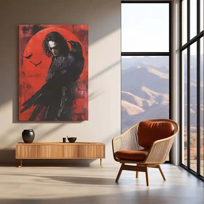 The Crow Gothic Darkness – Raven & Red Moon | Dark Fantasy Metal Frame Poster - TURTLEWINGS