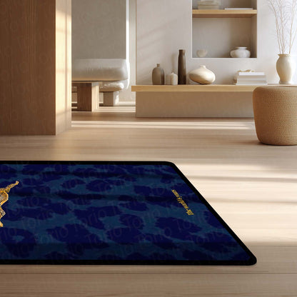 Luxury Leopard Area Flat Rug | Minimal Animal Design Floor Mat | Aesthetic Blue Flat Rug for Bedroom, Living Room & Modern Home Decor