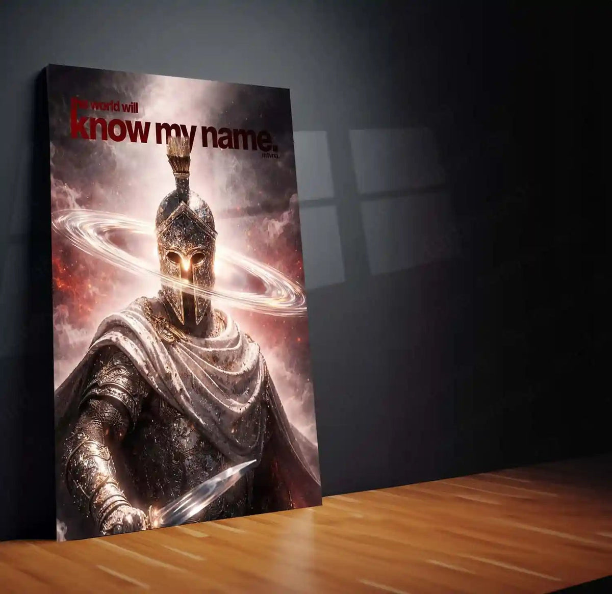Quote Metal Poster | “The World Will Know My Name” Quote Metal Frame Wall Art | Warrior Motivation Poster | Premium Metal Frame - TURTLEWINGS