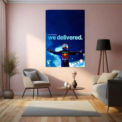 Quote Metal Poster | Max Verstappen – They Doubted, We Delivered Metal Frame Relentless Dominance & Championship Proof Wall Art | F1 Victory Statement Metal Poster - TURTLEWINGS 