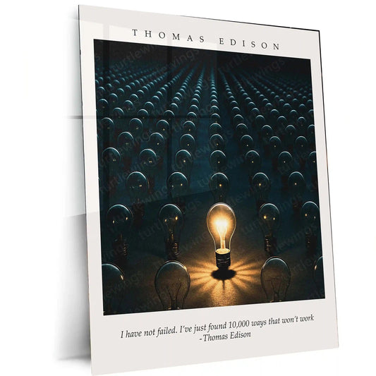 Quote Metal Poster | Thomas Edison Quote Metal Frame Wall Art | “I Have Not Failed…” Motivation Poster | Premium Metal Frame - TURTLEWINGS