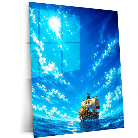 Anime Metal Poster | Thousand Sunny Ocean Voyage Metal Poster | One Piece Anime Wall Art | Premium Aluminum Print