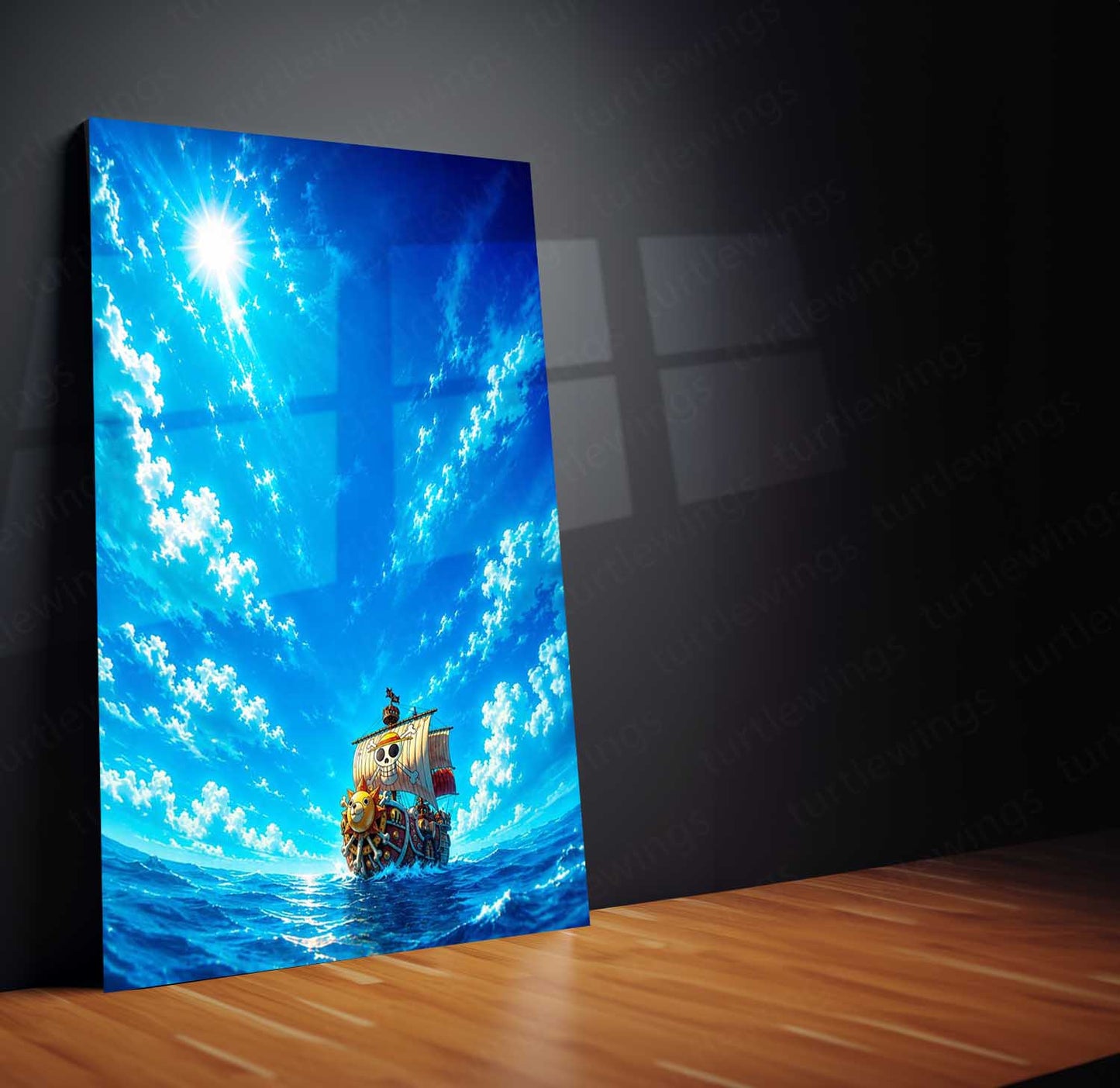 Anime Metal Poster | Thousand Sunny Ocean Voyage Metal Poster | One Piece Anime Wall Art | Premium Aluminum Print