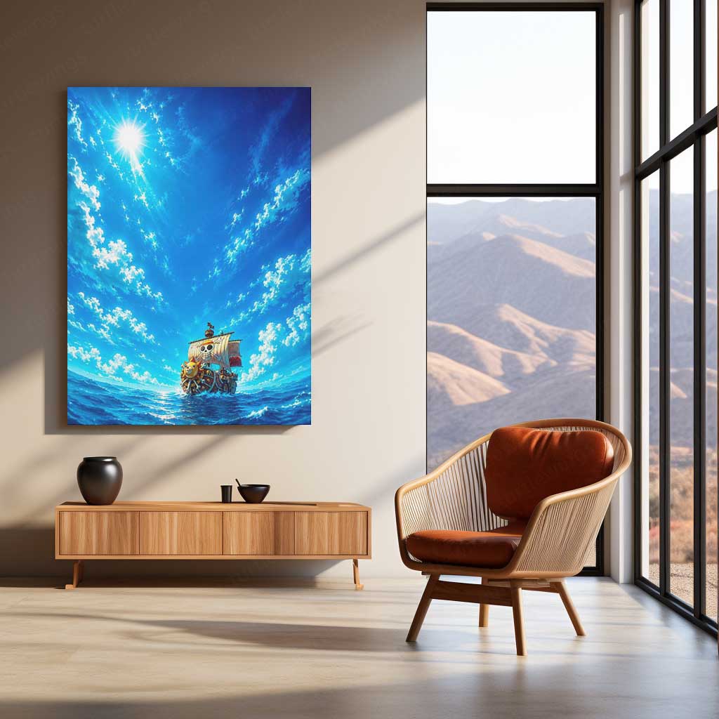 Anime Metal Poster | Thousand Sunny Ocean Voyage Metal Poster | One Piece Anime Wall Art | Premium Aluminum Print