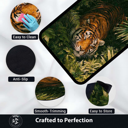 Sleeping Tiger Jungle Area Flat Rug | Wildlife Animal Floor Mat | Nature Theme Flat Rug for Bedroom, Living Room & Gaming Room Decor