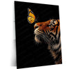 Tiger & Butterfly Metal Poster | Strength Meets Grace Wildlife Wall Art  Majestic Tiger Animal Artwork Metal Frame