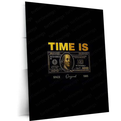 Quote Metal Poster | Time Is Wealth Metal Frame | Success & Money Mindset Wall Art | Motivational Quote Metal Poster - TURTLEWINGS