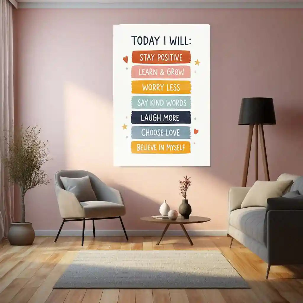 Quote Metal Poster | Today I Will | Positive Mindset Motivation Wall Art | Daily Affirmation Inspirational Metal Poster - TURTLEWINGS