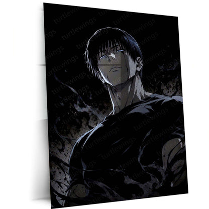 Toji Fushiguro Phantom Strength Metal Poster | Dark Anime Wall Art | Jujutsu Kaisen Inspired